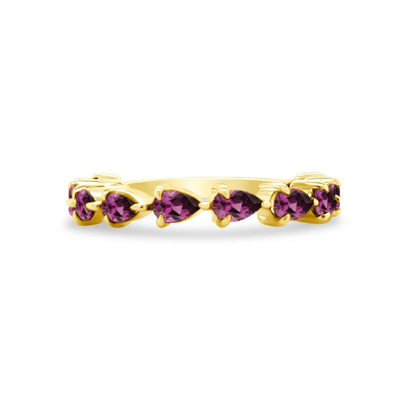 huggie rings for women -Petite Rhodolite Garnet Chasing Pear