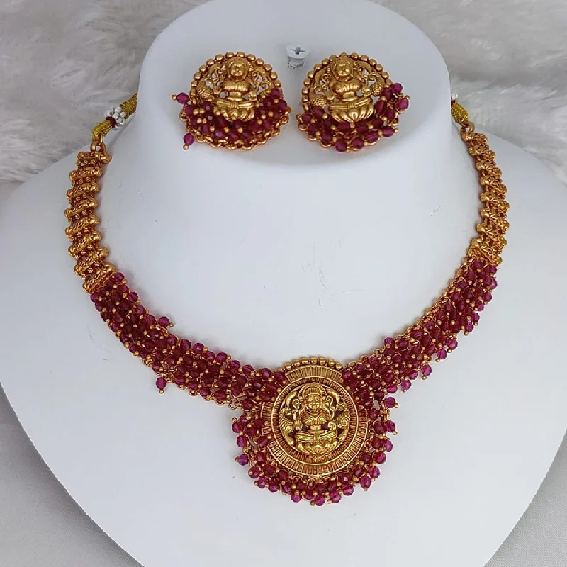 infinity necklaces for women -Lucentarts Jewellery Gold Plated Temple Pearls Necklace Set