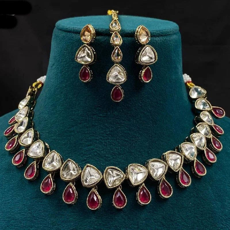 open heart necklaces for women -Royal Kundan Jewellery Gold Plated Crystal Stone Necklace Set