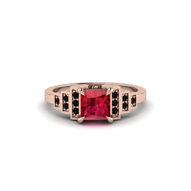 Ruby Geometric Princess Cut Engagement Ring - Thea No. 41