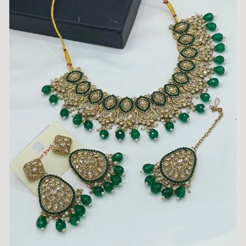 trendy necklaces for women -Manisha Jewellery Gold Plated Crystal Stone Pearls And Beads Necklace Set