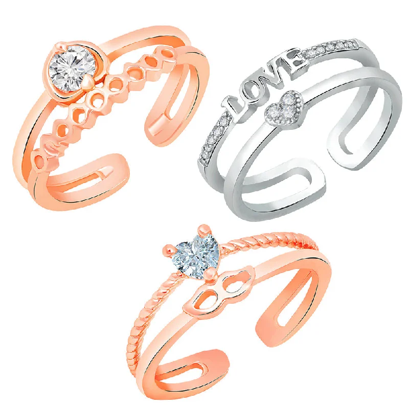 multi-stone rings for women -Darshana Jewels Adjustable Combo Ring