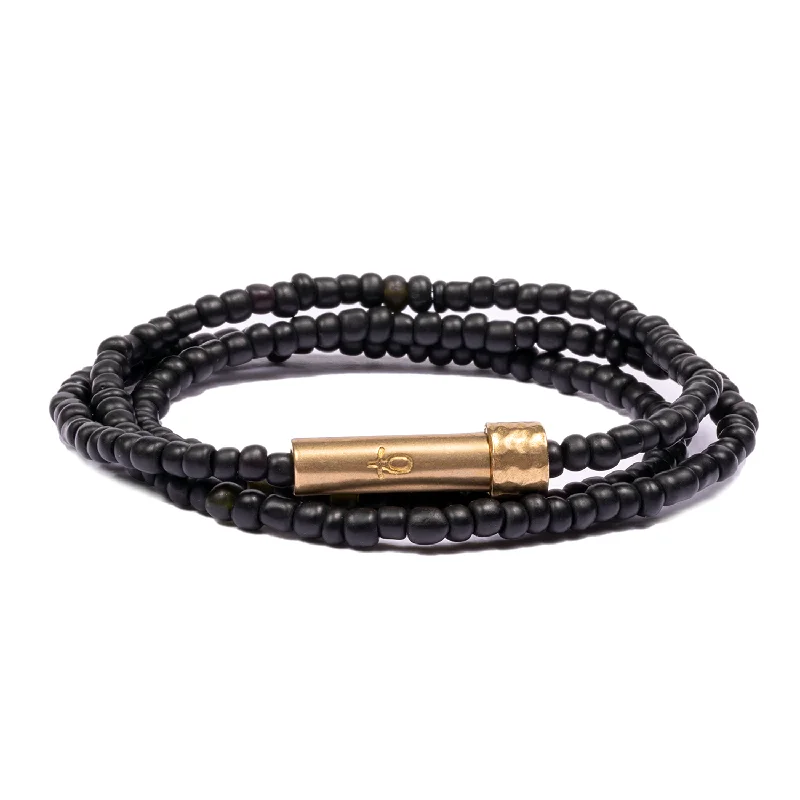 trendy bracelets for women -Black Seed Wrap Bracelet / Wish Necklace