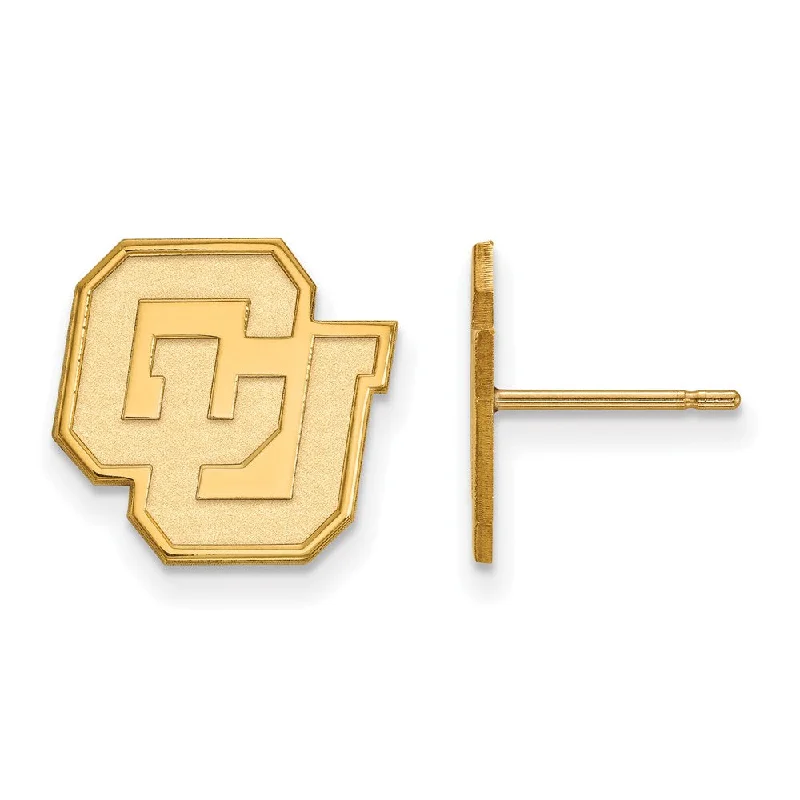 cubic zirconia earrings for women -10k Yellow Gold University of Colorado Small 'CU' Post Earrings