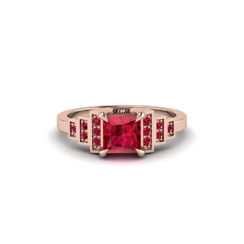 Ruby Geometric Princess Cut Engagement Ring - Thea No. 56