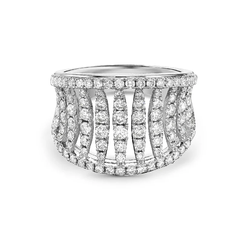 vintage rings for women -18k White Gold Birdcage Diamond Ring