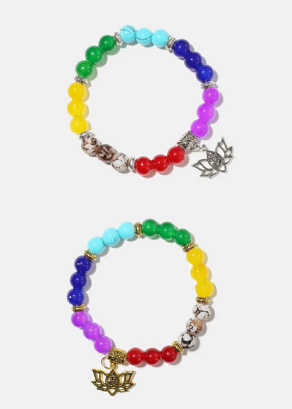 simple chain bracelets for women -Chakra Multi Bead Bracelet