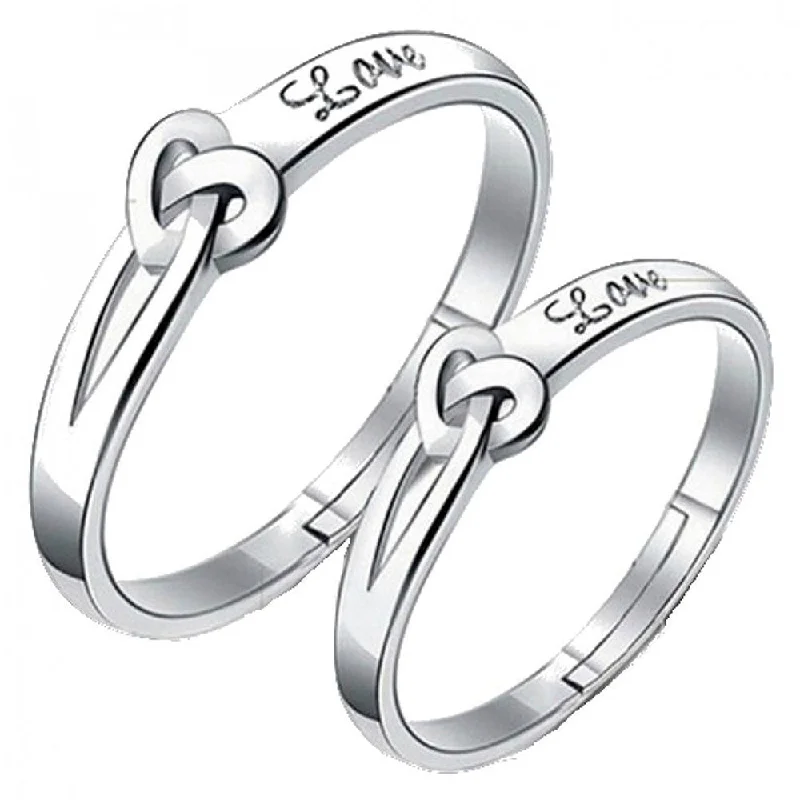 everyday wear rings for women -Darshana Jewels Silver Plated Adjustable Couple Ring