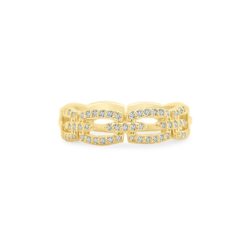 stacking thin rings for women -Halfway Diamond Link Band