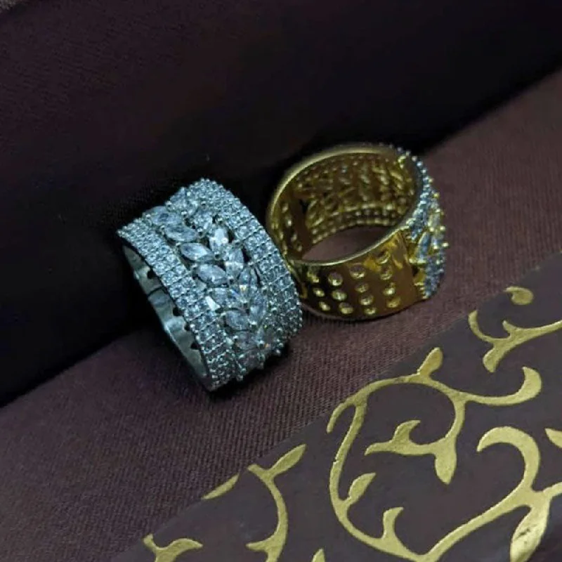 gold vermeil rings for women -Aamrapali Gold And Silver Plated Austrian Stone Ring