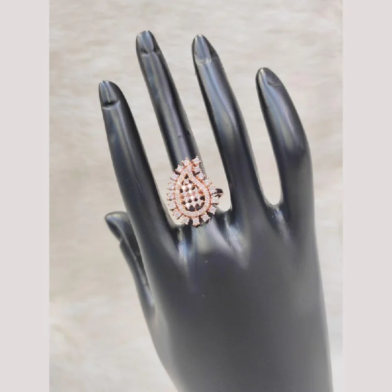 chunky silver rings for women -Aamrapali Rose Gold Plated Austrian Stone Ring