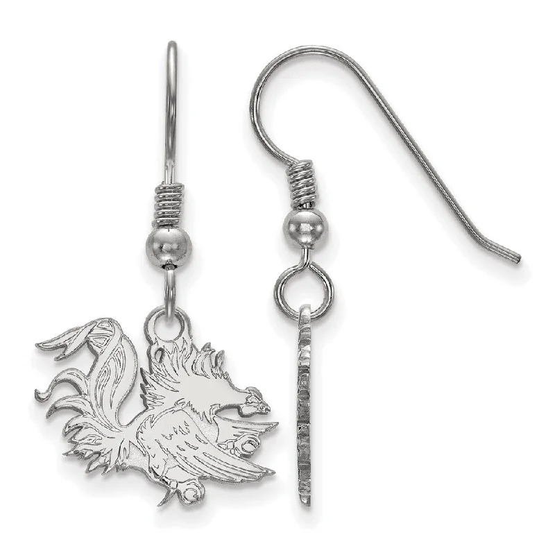 delicate charm earrings for women -Sterling Silver U of South Carolina Small Mascot Dangle Earrings