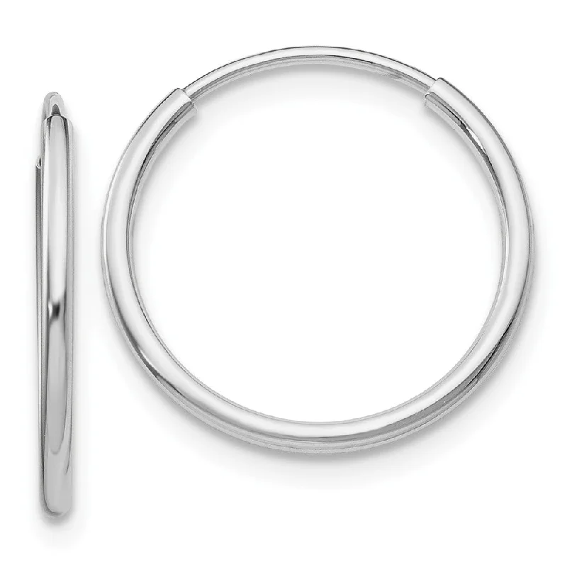 hoop and stud earrings set -1.2mm x 23mm 14k White Gold Polished Endless Tube Hoop Earrings