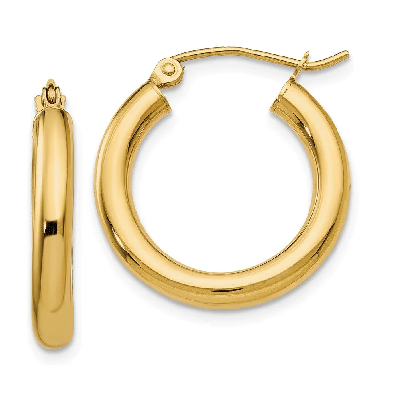 infinity loop earrings for women -3mm, 14k Yellow Gold Classic Round Hoop Earrings, 20mm (3/4 Inch)