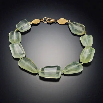 rose gold bracelets for women -Prehnite Bracelet with 22k Gold Disks