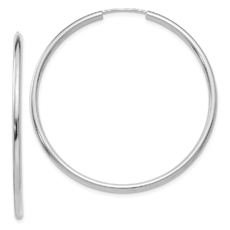 infinity loop earrings for women -2mm x 45mm 14k White Gold Polished Round Endless Hoop Earrings