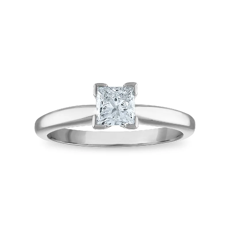 Signature Certificate EcoLove 3/4 CTW Princess Cut Lab Grown Diamond Solitaire Engagement Ring in 14KT White Gold