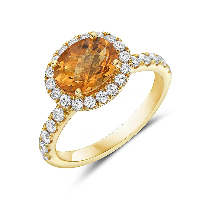 vintage-inspired rings for women -Citrine and Diamond Ring