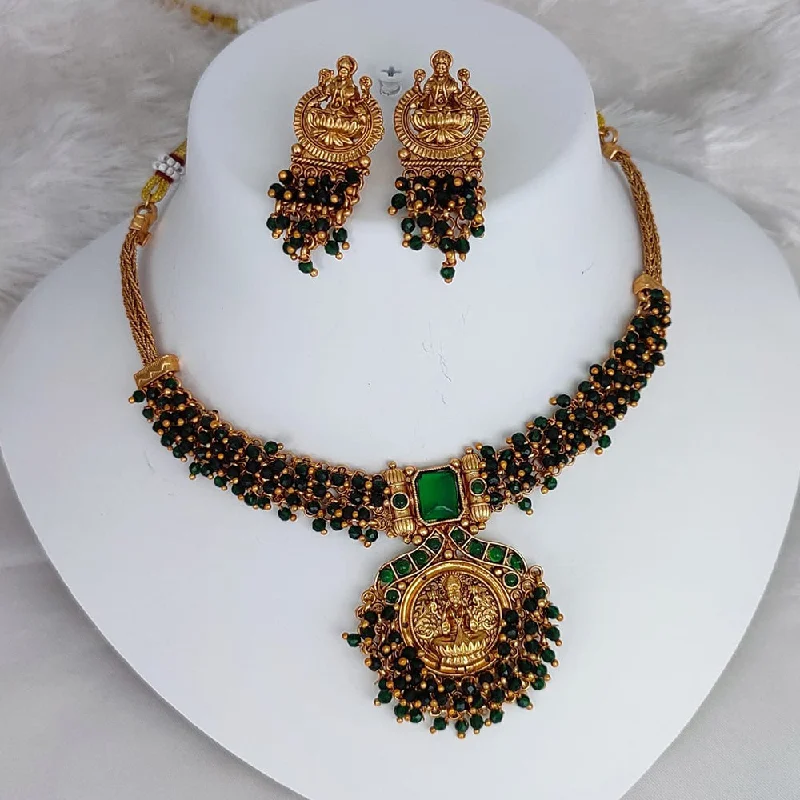 wedding necklaces for women -Lucentarts Jewellery Gold Plated Temple Pearls Necklace Set