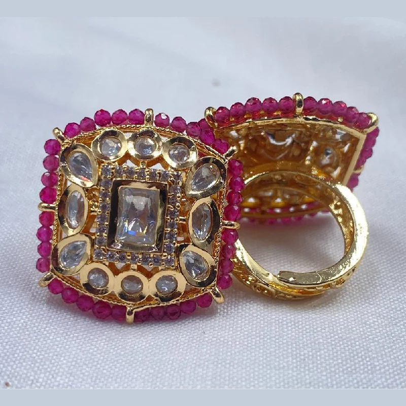 everyday wear rings for women -Royal Kundan Jewellery Gold Plated Polki Kundan And Pearls Finger Ring