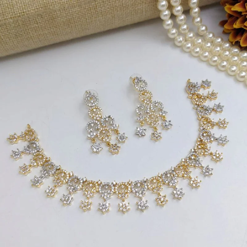 aesthetic necklaces for women -Aamrapali Gold Plated American Diamond Necklace Set