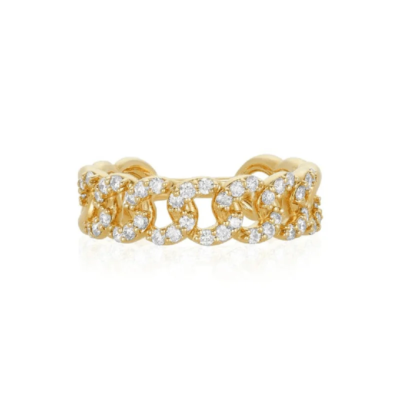 floral rings for women -Pave Chain Link Ring