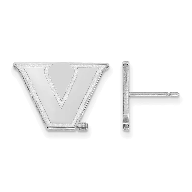 fashion earrings for women -14k White Gold Vanderbilt University Small Post Earrings