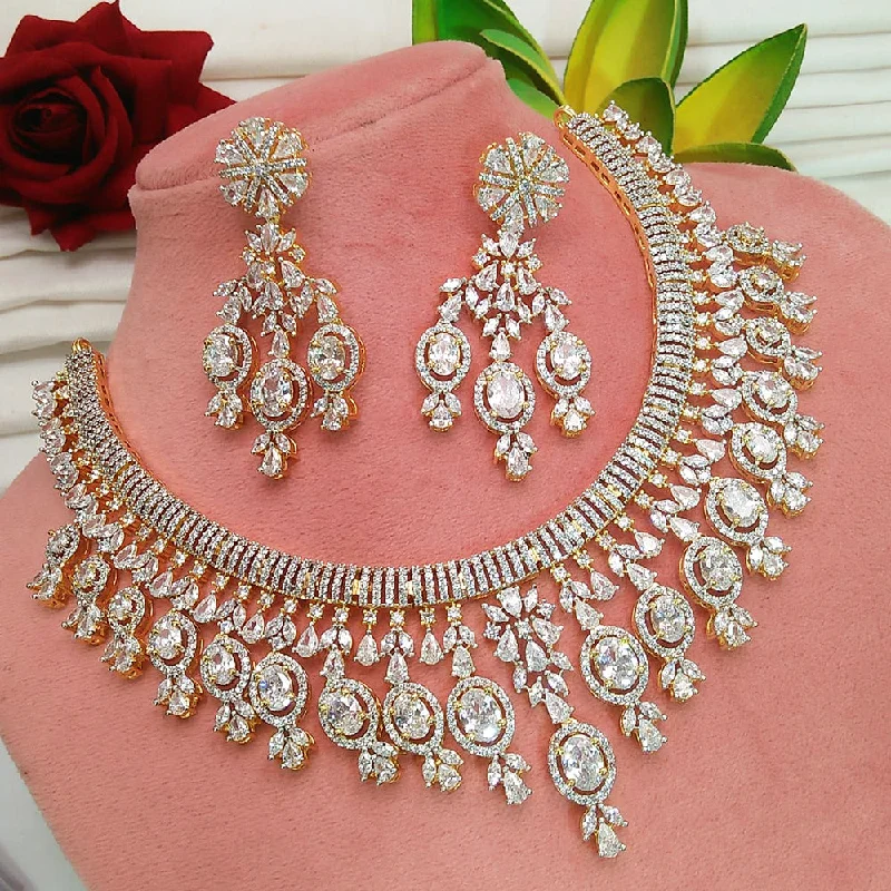 sapphire necklaces for women -Everlasting Quality Jewels Gold Plated AD Necklace Set