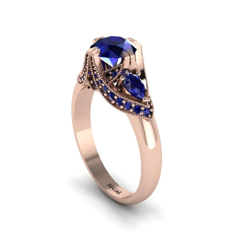 Sapphire Vintage Round Cut Engagement Ring - Kali No. 74