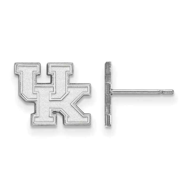 handcrafted gemstone earrings -10k White Gold University of Kentucky XS (Tiny) 'UK' Post Earrings