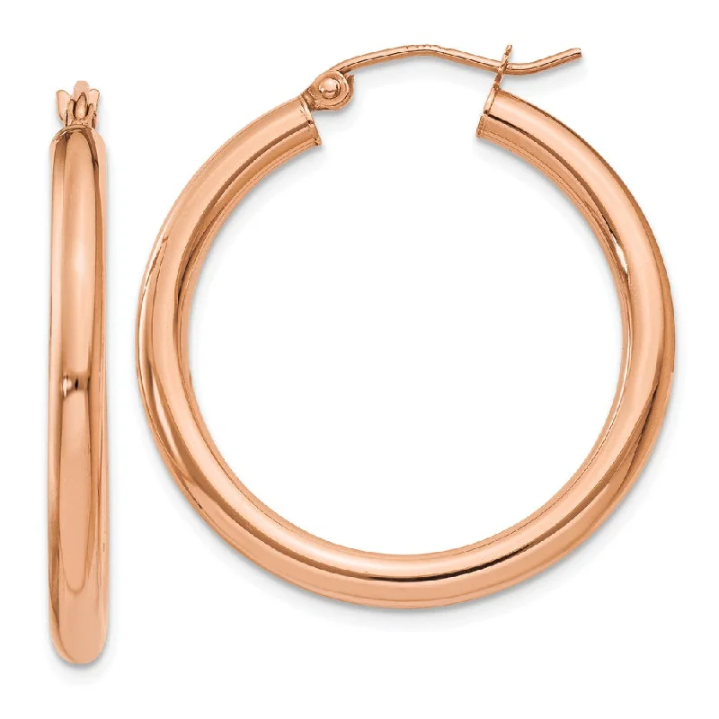 crystal teardrop earrings for women -3mm, 14k Rose Gold Polished Round Hoop Earrings, 30mm (1 1/8 Inch)