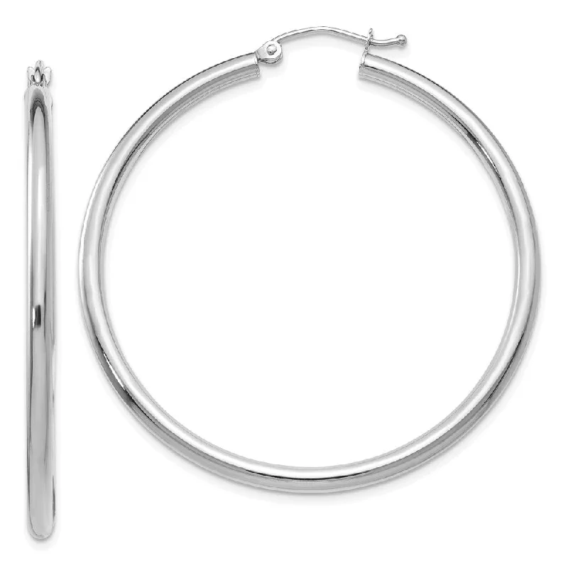 moon earrings for women -2.5mm x 45mm 14k White Gold Classic Round Hoop Earrings