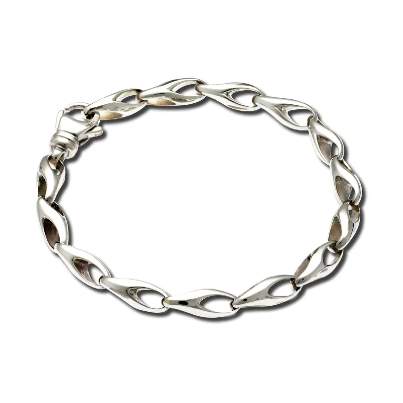 classic silver bracelets for women -Teardrop Link Bracelet