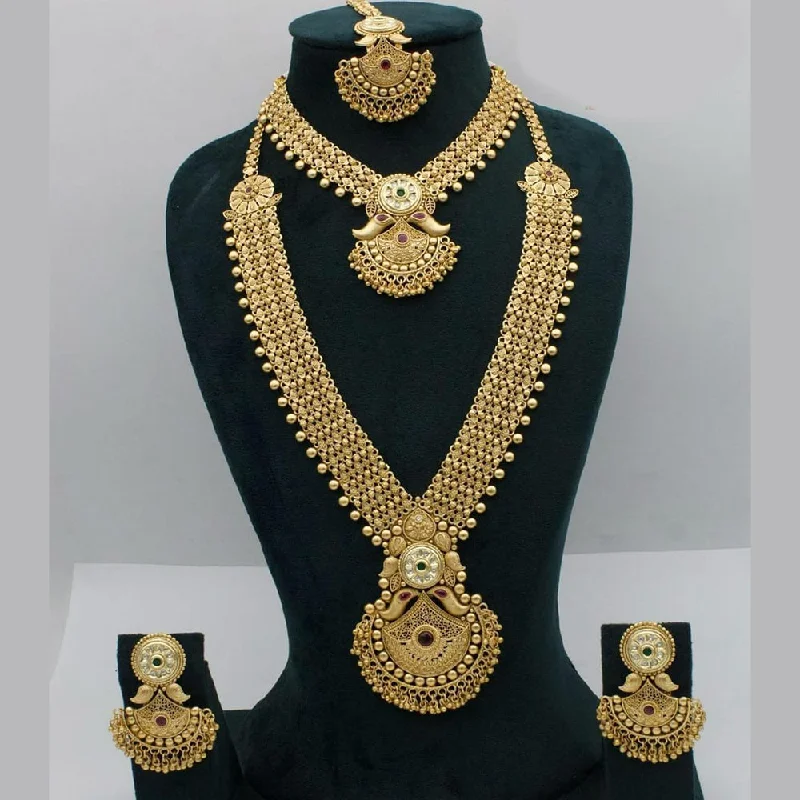 cross necklaces for women -Manisha Jewellery Gold Plated Crystal Stone Double Necklace Set