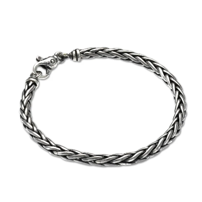 adjustable bracelets for women -Thin Woven Chain Bracelet