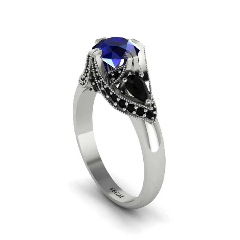 Sapphire Vintage Round Cut Engagement Ring - Kali No. 45