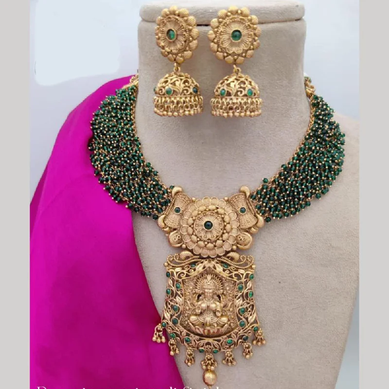 heart-shaped necklaces for women -Jewel Addiction Gold Plated Kundan Stone And Pearls Temple Choker Necklace Set