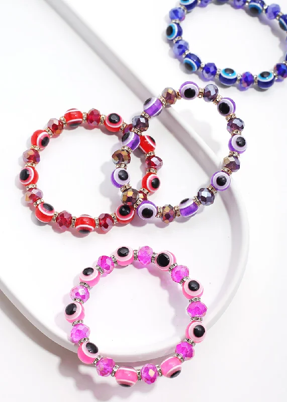 cuff bracelets for women -Dark Colored Evil Eye Bead Bracelet