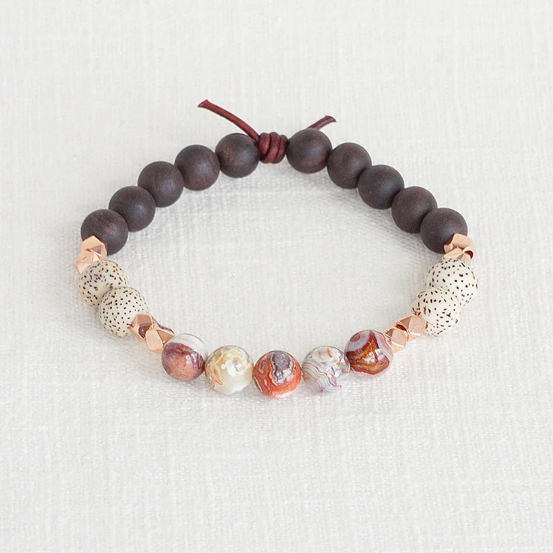 knotted bracelets for women -Perseverance - Laguna Lace Agate | Essential Oil Diffuser Bracelet