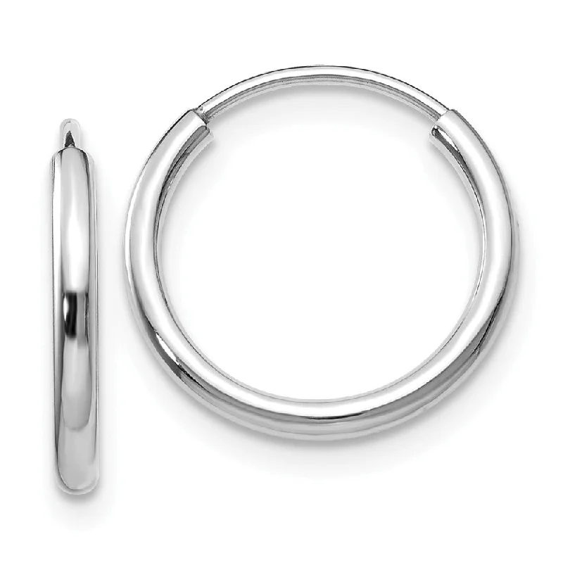 textured hoop earrings for women -1.5mm, 14k White Gold Endless Hoop Earrings, 13mm (1/2 Inch)