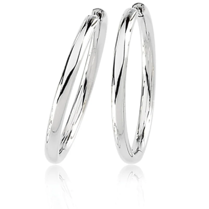 hoop and stud earrings set -2.6mm Endless Round Hinged Hoop Earrings in 14k White Gold, 39mm