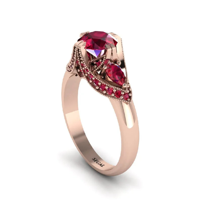 Ruby Vintage Round Cut Engagement Ring - Kali No. 56