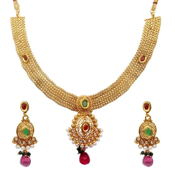 delicate necklaces for women -Utkrishtt Gold Plated Austrian Stone Copper Necklace Set - 1108307