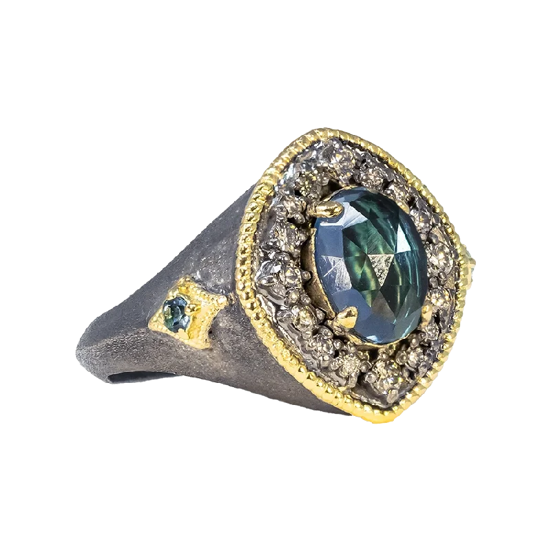 gold rings for women -London Blue Topaz Signet Ring