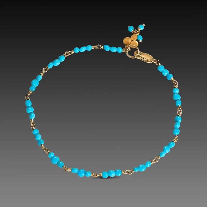 elegant wedding bracelets for women -Arizona Turquoise & Gold Bracelet