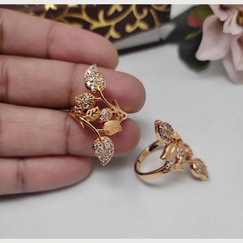 designer rings for women -Aamrapali Rose Gold Plated Austrian Stone Ring