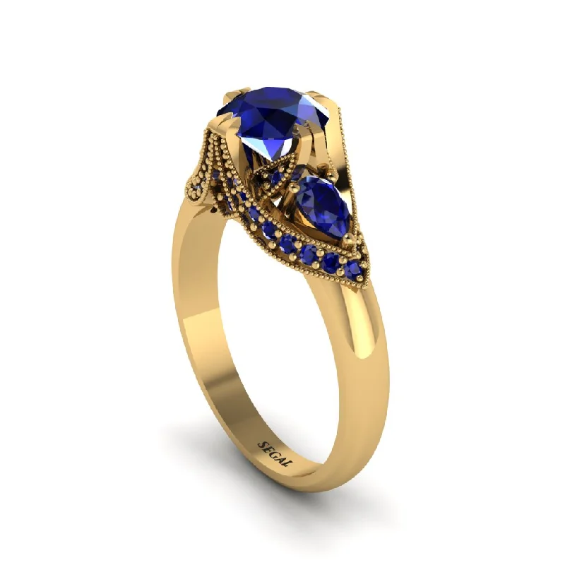 Sapphire Vintage Round Cut Engagement Ring - Kali No. 73