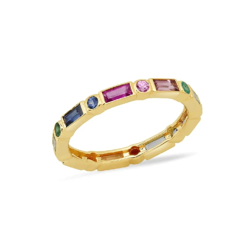 adjustable gold rings for women -Rainbow Art Deco Band