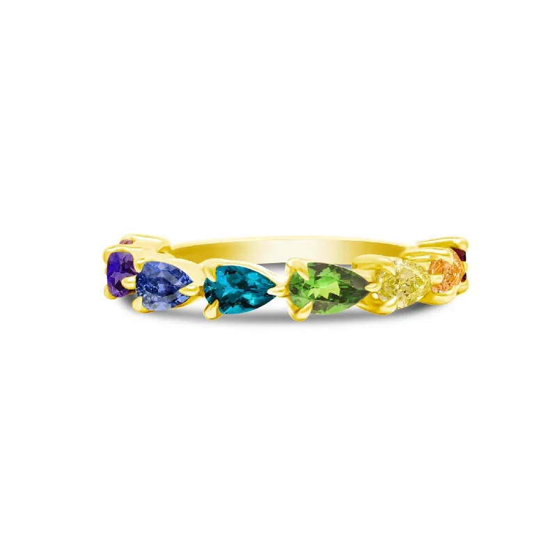 promise rings for women -Large Rainbow Chasing Pear Band