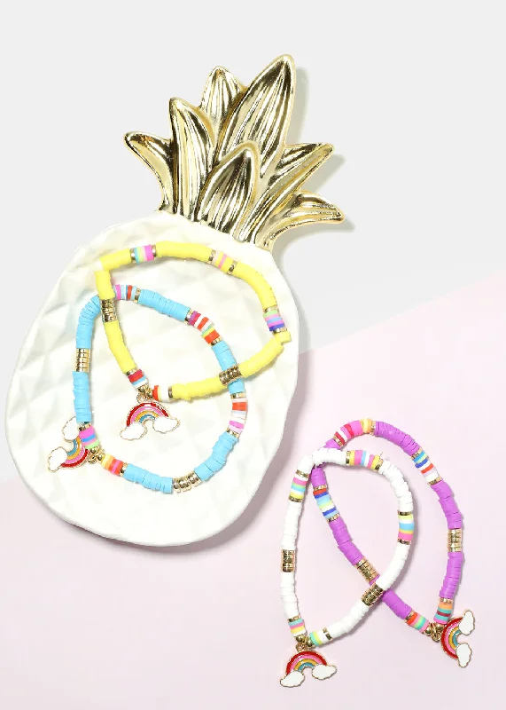 best delicate bracelets for women -Rainbow Charm Beaded Bracelet